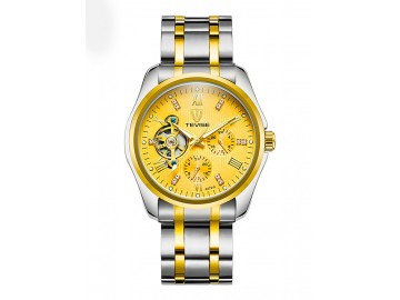 Relógio Tevise 8379A Masculino Automático Pulseira de Aço - Dourado 