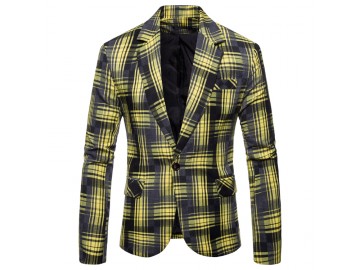 Blazer Masculino Xadrez - Amarelo 