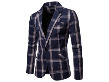 Blazer Masculino Xadrez - Azul Marinho