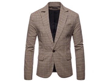 Blazer Masculino Xadrez - Cáqui 