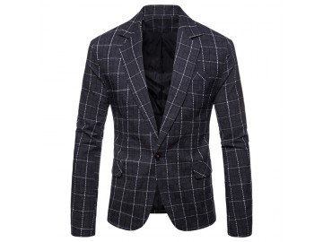 Blazer Masculino Xadrez - Cinza Escuro 