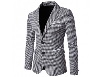 Blazer Masculino Estampa Pied de Poule - Branco 