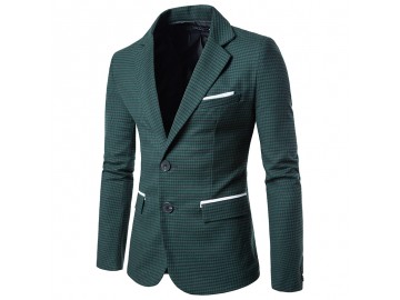 Blazer Masculino Estampa Pied de Poule - Verde Escuro 