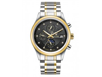 Relógio Tevise T8122B Masculino Automático Pulseira de Aço - Preto e Dourado 