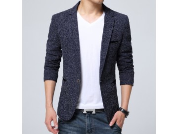 Blazer Masculino com Riscas - Azul Escuro 