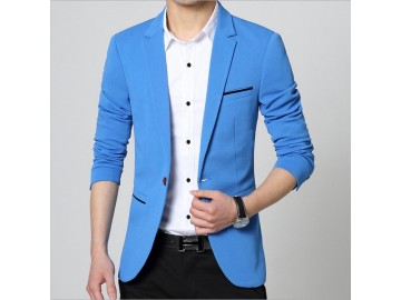 Blazer Masculino Um Botão - Azul Claro 