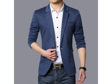 Blazer Masculino Um Botão - Azul Escuro 