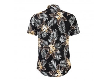 Camisa Floral Masculina - Preto/Marrom