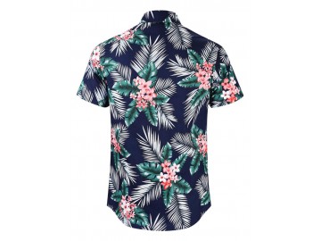 Camisa Floral Masculina - Azul/Verde