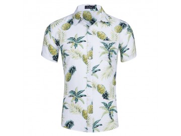 Camisa Floral Masculina - Branco 