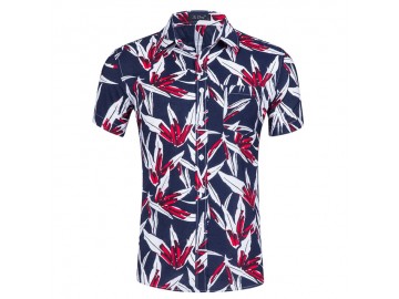 Camisa Floral Masculina - Azul Marinho 