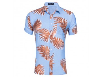 Camisa Floral Masculina - Azul Claro 