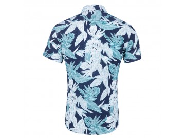 Camisa Floral Masculina - Azul Escuro