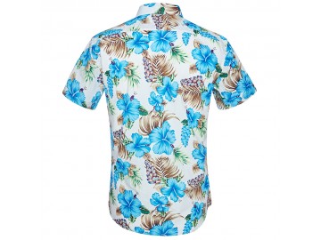 Camisa Estampada Masculina - Floral Azul