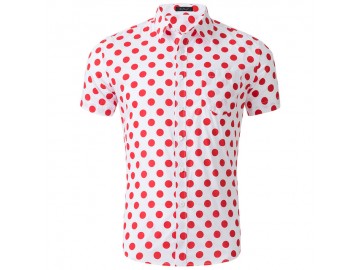 Camisa Estampada Masculina - Branco/Vermelho 