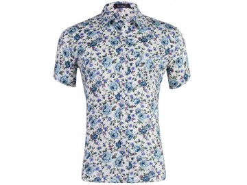 Camisa Estampada Masculina - Floral Azul 