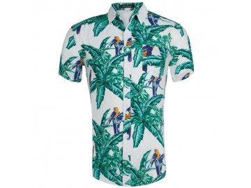 Camisa Estampada Masculina - Floral Azul 