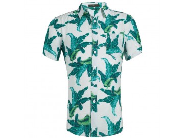 Camisa Estampada Masculina - Floral Azul 