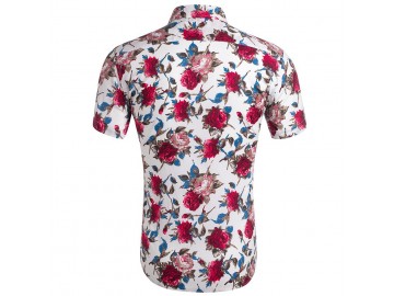 Camisa Estampada Masculina - Floral Vermelho