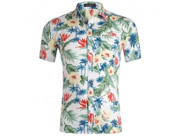 Camisa Estampada Masculina - Floral Verde 