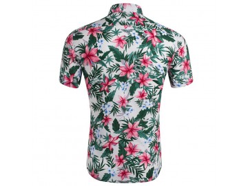 Camisa Estampada Masculina - Floral Verde/Vermelho