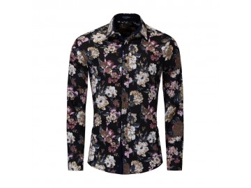 Camisa Floral Masculina - Preto 