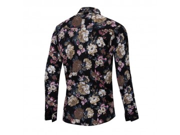 Camisa Floral Masculina - Preto