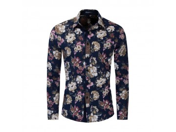 Camisa Floral Masculina - Azul Royal 