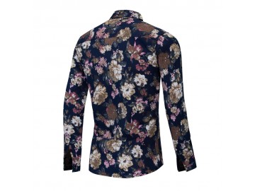 Camisa Floral Masculina - Azul Royal