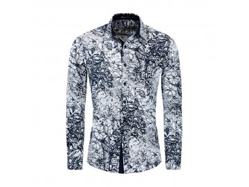 Camisa Floral Masculina - Azul Royal 