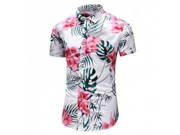 Camisa Floral Masculina - Branco 