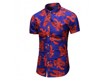 Camisa Floral Masculina - Vermelho 