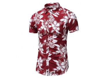 Camisa Floral Masculina - Vermelho 