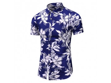 Camisa Floral Masculina - Azul 