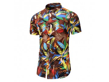 Camisa Floral Masculina - Café 