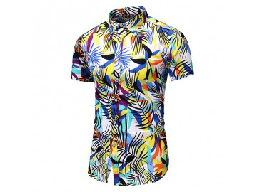 Camisa Floral Masculina - Branco 