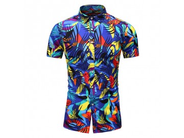 Camisa Floral Masculina - Azul 