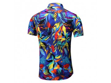 Camisa Floral Masculina - Azul