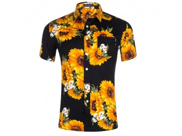 Camisa Floral Masculina - Preto 