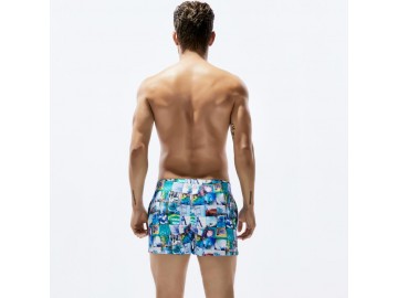 Short Masculino Estampado Tropical - Azul