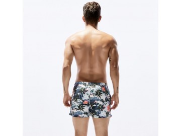 Short Masculino Estampado Tropical - Cinza/Verde