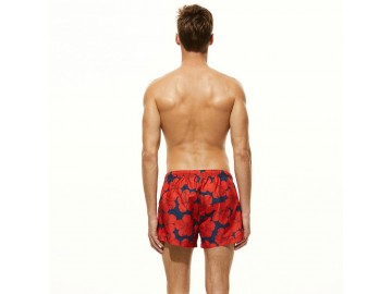 Short Masculino Estampado Tropical - Vermelho