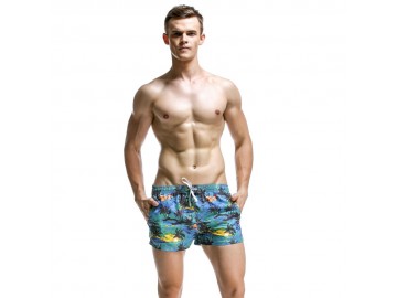 Short Masculino Estampado Tropical - Azul 