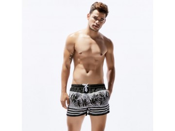 Short Masculino Estampado Tropical - Preto 