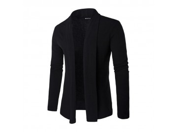 Cardigan Masculino Com Lapela Alongada - Preto 