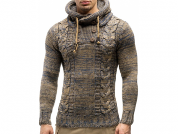  Pullover Masculino Half Button - Bege 