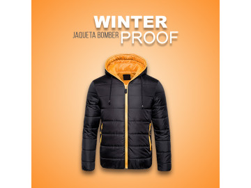 Jaqueta Bomber Winter Proof - Preta e Laranja 