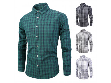 Camisa Masculina Listras em Xadrez Manga Longa - Verde 