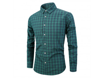 Camisa Masculina Listras em Xadrez Manga Longa - Verde