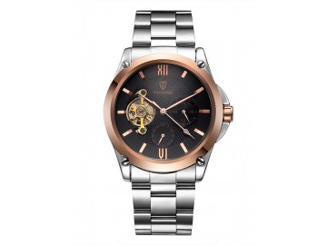 Relógio Tevise 8502 Masculino Automático Pulseira de Aço - Preto e Dourado 